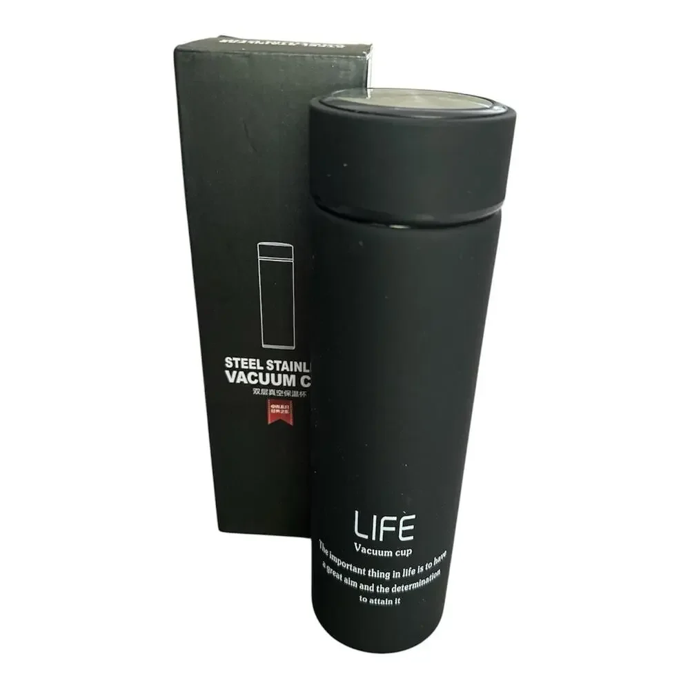 NEW LIFE Stainless Steel Vacuum Cup Water Bottle Insulated Tea Strainer Black